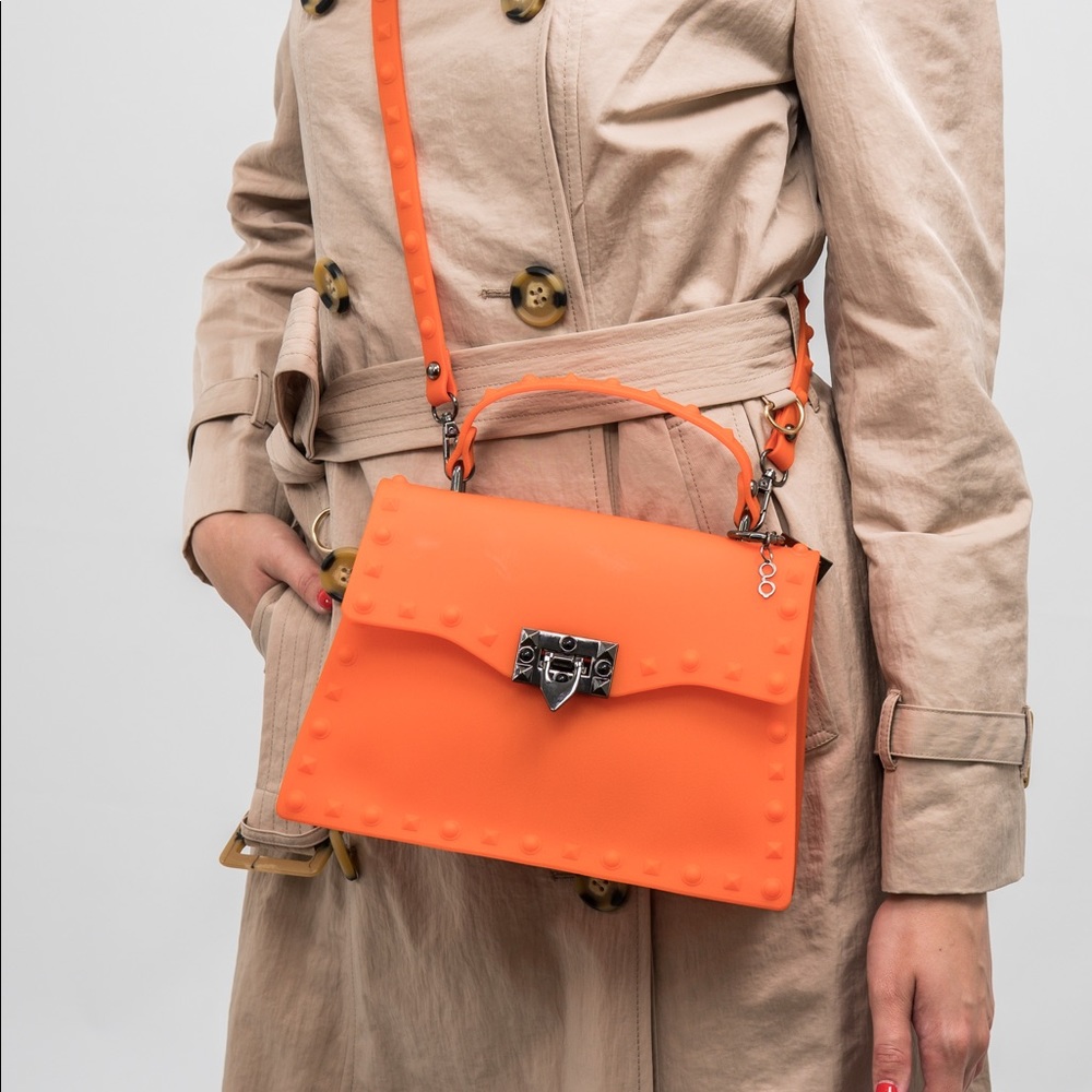 MEDIUM orange cute studded purse